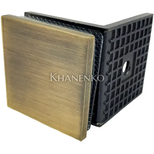 Коннектор для стекла Альфа α стена-стекло 90° с пластиной цвет Бронза FDK-13 SUS304/BZ